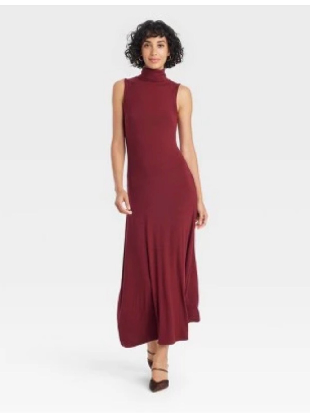 a new day Sleeveless Wine Maxi Turtleneck Dress